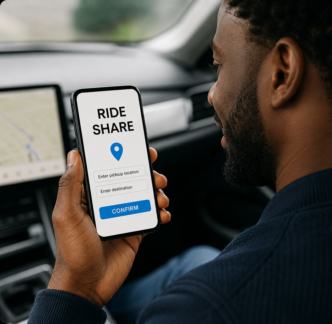 Rideshare driver using app